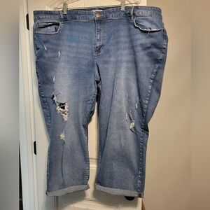 Lane Bryant Faded Blue Distressed Cropped Jeans